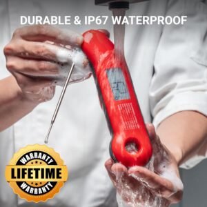 Professional Meat Thermometer Digital, Ultra-Fast 0.5 Sec Instant Read, NIST Certified ±0.5°F Accuracy, IP67 Waterproof, Auto-Rotate Backlit Display, Stocking Stuffers for Men Christmas Gifts for Men