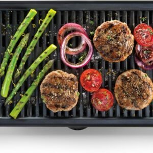 Chefman Electric Smokeless Indoor Grill w/ Non-Stick Cooking Surface & Adjustable Temperature Knob from Warm to Sear for Customized BBQing, Dishwasher Safe Removable Water Tray, Black