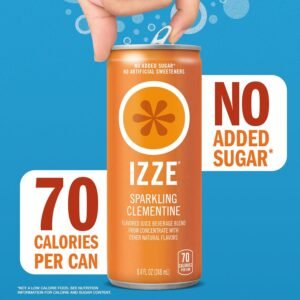 IZZE Sparkling Juice Beverage Blend, Sunset Variety Pack, Clementine, Peach, Cherry Lime, Pomegranate, No Sugar Added, 8.4 Fl Oz (Pack of 24)