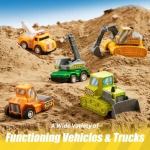 JOYIN 18 Pcs Pull Back City Cars and Trucks Toy Vehicles Set, Friction Powered Cars Toys for Toddlers, Kids Stocking Stuffers, Treasure Box Gifts for Classroom, Christmas Great Gifts for Grandkids