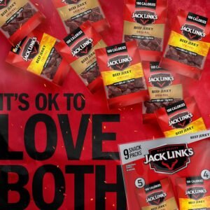 Jack Link's Beef Jerky Variety Pack - Includes Original and Teriyaki Jerky, Bulk Protein Snack Pack, Good Source of Protein, Meat Snacks Made with 100% Beef, Individual Bags - 1.25 Oz (Pack of 9)
